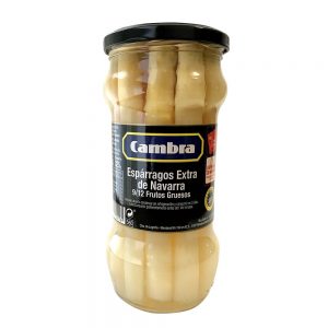 Espárragos D.O. Navarra Extra en frasco 9-12 frutos Cambra